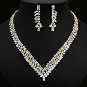 Elegant Fashion Zircon Necklace Earring Set for Occasions