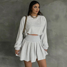 Cargar imagen en el visor de la galería, Long Sleeve Sweater Pleated Skirt Two-piece Suit