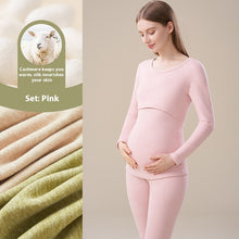 Cargar imagen en el visor de la galería, Cashmere Silk Edging Pregnant Women Warm Suit