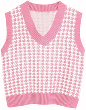 Laden Sie das Bild in den Galerie-Viewer, Houndstooth knitted vest vest