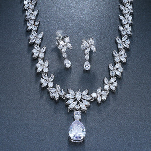 Exquisite Zircon Necklace Earring Set for Occasions