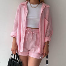 Load image into Gallery viewer, Long Sleeved Shirt Casual Two-piece Set
