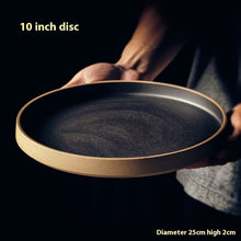 Cargar imagen en el visor de la galería, Simple Retro Western Style Round Steak Ceramic Plate