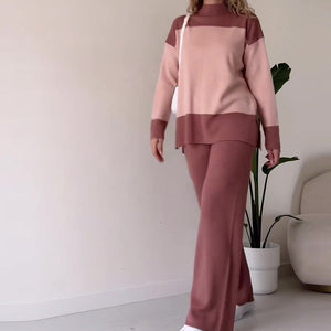 Fashion Color Matching Top Loose All-match Wide Leg Pants Suit Women