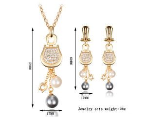 Alloy Necklace and Pearl Earrings Set for Occasions