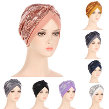 Load image into Gallery viewer, New Multi-color Sequins Before And After A Needle Sequins Turban Hat