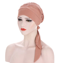 Cargar imagen en el visor de la galería, Pure Color Crystal Hemp Long Tail Bow Turban Hat