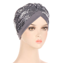 Load image into Gallery viewer, New Multi-color Sequins Before And After A Needle Sequins Turban Hat