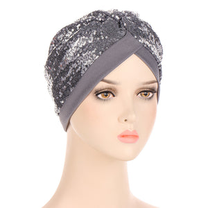 New Multi-color Sequins Before And After A Needle Sequins Turban Hat