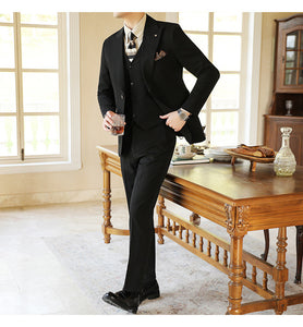 High-end Wedding Bridegroom Suit Closure Collar Suit Three-piece Suit Men