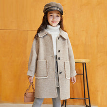 Charger l&#39;image dans la galerie, Older Children&#39;s Fashionable Mid-length Girl Woolen Coat