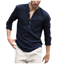 Load image into Gallery viewer, Fabiogoo Vintage White Shirt Button Linen Shirts for Men