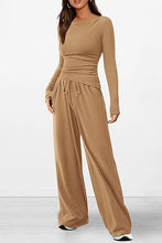 Cargar imagen en el visor de la galería, Casual Suit Asymmetric Long-sleeved T-shirt Wide-leg Pants Sportswear