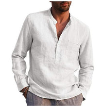 Load image into Gallery viewer, Fabiogoo Vintage White Shirt Button Linen Shirts for Men