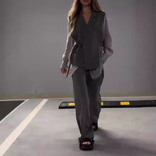 Charger l'image dans la galerie, Women's Chiffon Patchwork Top Straight-leg Pants Suit
