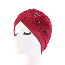 Charger l&#39;image dans la galerie, Ladies Sequin Flower Turban Toe Hat Fold