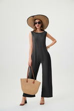 Charger l&#39;image dans la galerie, Women&#39;s Linen Jumpsuit - Comfortable And Breathable, Elastic Back With Classic H-Line Design And Pockets, Available In Black Apricot And Orange Red