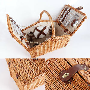 Large Capacity Outdoor Rattan Woven Picnic Basket