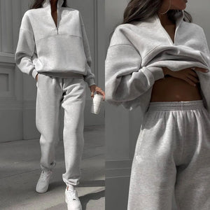 All-matching Thickened Long-sleeved Sweater And Trousers Sport Two-piece Set