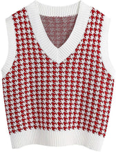 Laden Sie das Bild in den Galerie-Viewer, Houndstooth knitted vest vest