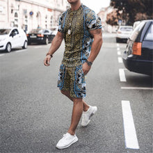 Charger l&#39;image dans la galerie, Samo Zaen Printed Casual Sports Loose T-shirt Shorts Suit Men