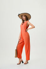 Charger l&#39;image dans la galerie, Women&#39;s Linen Jumpsuit - Comfortable And Breathable, Elastic Back With Classic H-Line Design And Pockets, Available In Black Apricot And Orange Red