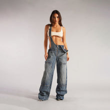 Load image into Gallery viewer, Denim Overalls With Pockets Fashion Loose Jumpsuit Streetwear Zipper Jeans Pants