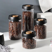 Charger l&#39;image dans la galerie, Vacuum Sealed Jug Set Black Coffee Beans Glass Airtight Canister Kitchen Food Grains Candy Keep Good Storage Jar Set Kitchen Gadgets