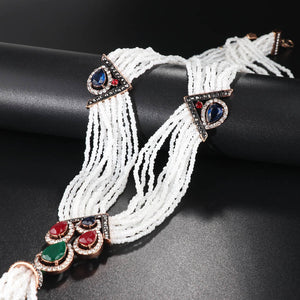 Women's Tassel Earring Necklace Two-piece Jewelry Set