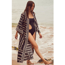 Cargar imagen en el visor de la galería, Beach Cardigan Long Sleeve Sun Protection Lace-up Printing Long Beach Wear Dress Leisure Fashion Loose Sexy Bikini Cover Up