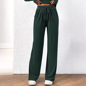 Casual Suit Asymmetric Long-sleeved T-shirt Wide-leg Pants Sportswear