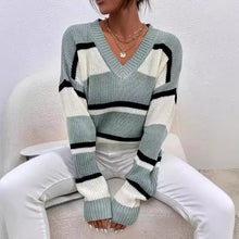 Load image into Gallery viewer, Pullover Color Contrast Patchwork Loose Sweater