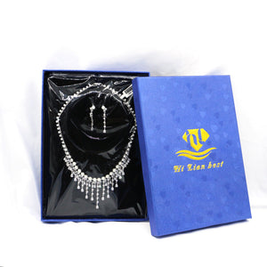 INS Wind Zircon Necklace Earring Set for Occasions