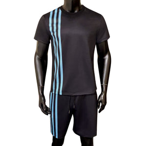 Striped Men Tracksuit Summer Loose Short Sleeve