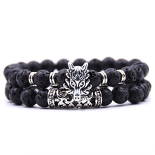 Cargar imagen en el visor de la galería, 8mm Lava Stone Bracelet Alloy Faucet Bracelet Set