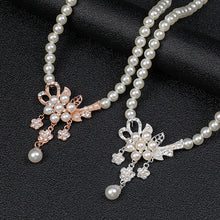 Charger l&#39;image dans la galerie, Pearl Flower Necklace Earring Set for Occasions