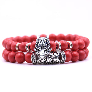 8mm Lava Stone Bracelet Alloy Faucet Bracelet Set