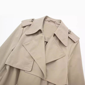 European, American And French Style Double Row Ornament Belt Trench Coat