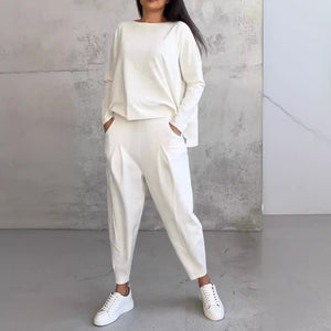 Women's Irregular Design Long-sleeved Sweater Harem Pants Sport Suit