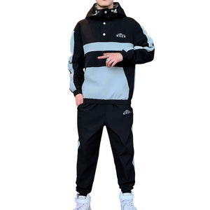 Two Piece sport Suit Men Fashion Hooded Jacket Coat Pants