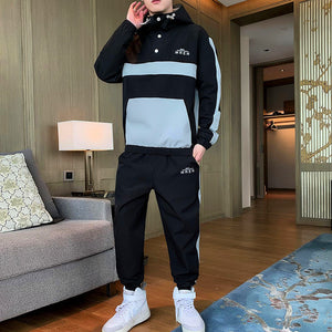 Two Piece sport Suit Men Fashion Hooded Jacket Coat Pants