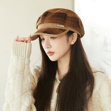 Load image into Gallery viewer, British Style Retro Plaid Octagonal Hat Autumn And Winter