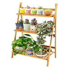 Charger l&#39;image dans la galerie, Balcony Flower Stand Wooden Multi-layer Indoor Floor Rack