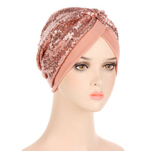 Load image into Gallery viewer, New Multi-color Sequins Before And After A Needle Sequins Turban Hat