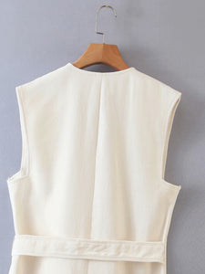 White Fashion Loose Holiday Style Casual Vest Vest