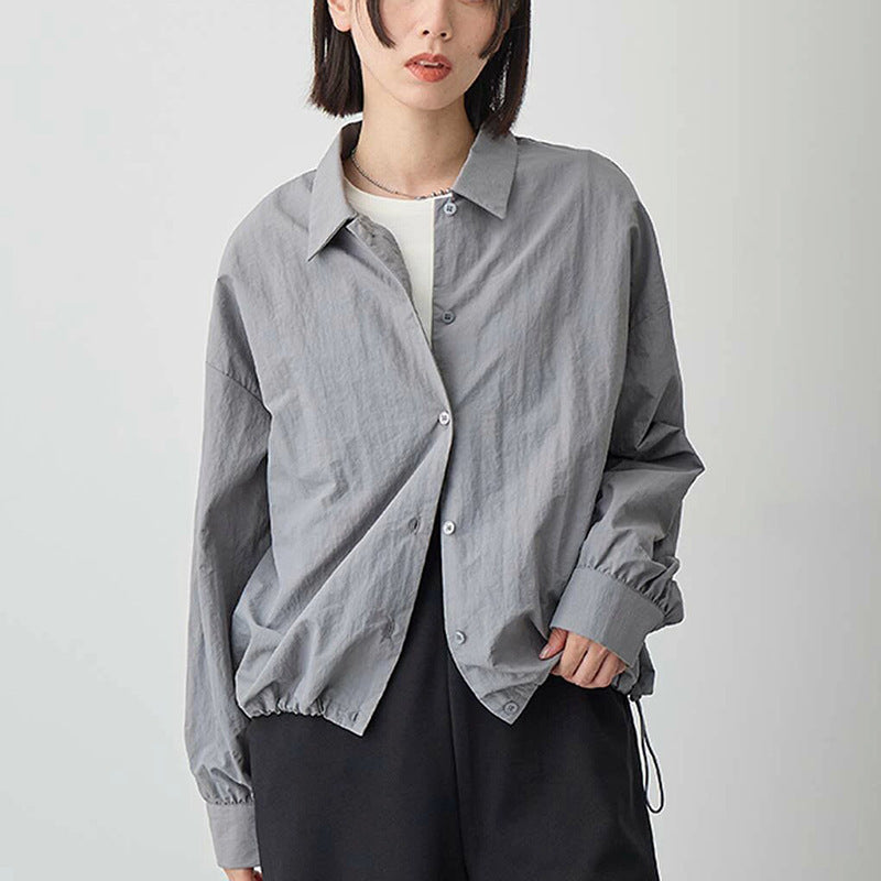 Japanese Style Solid Color Cardigan Shirt Women