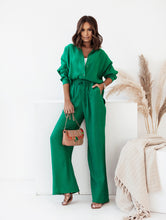 Cargar imagen en el visor de la galería, Women's Loose Solid Color Long-sleeved Shirt Casual Suit