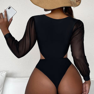 Women's Swimwear Conservative One-piece Blouse Long Sleeve