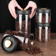 Laden Sie das Bild in den Galerie-Viewer, Vacuum Sealed Jug Set Black Coffee Beans Glass Airtight Canister Kitchen Food Grains Candy Keep Good Storage Jar Set Kitchen Gadgets