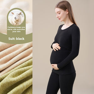 Cashmere Silk Edging Pregnant Women Warm Suit